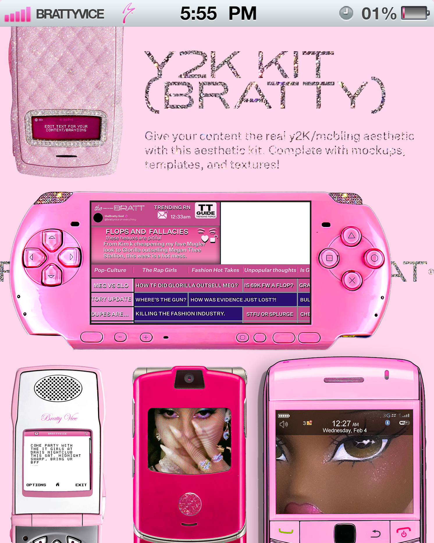 BRATTYVICE: Early 2000's Y2K McBling Devices Bundle Kit